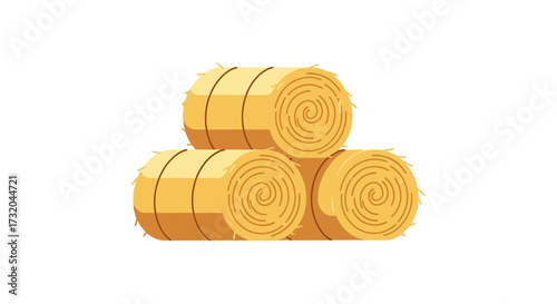 Illustration showcasing stacked golden hay bales on a plain white backdrop