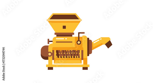 Illustrative depiction of a vibrant yellow agricultural shredding machine