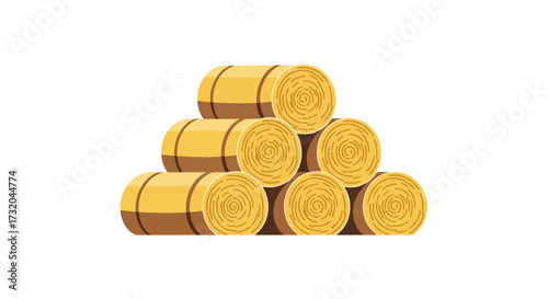 Illustrative Hay Bale Stack Depicting Rural Farming in Neutral Colors