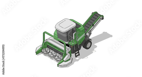 Isolated isometric illustration of a self-propelled agricultural machine