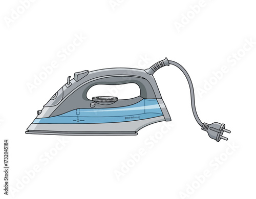 Isolated Vector Illustration of a Modern Electric Iron, Perfect for Home Laundry and Garment Care, Featuring a Detailed Design
