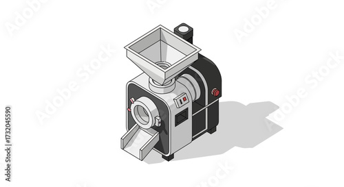 Isometric Illustration of a Modern Food Processing Machine on White