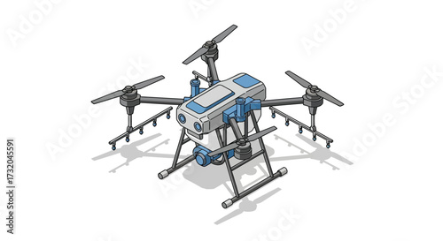 Isometric illustration of a modern agricultural drone for precision farming