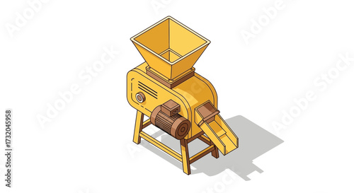 Isometric vector illustration of a grain grinding mill processing machine