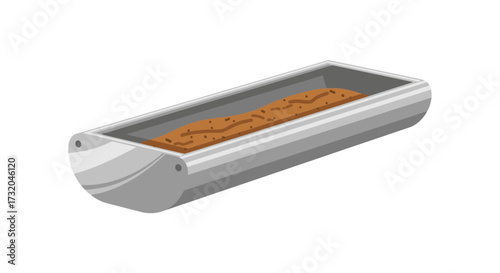 Loaf pan with bread dough ready for baking illustration on white