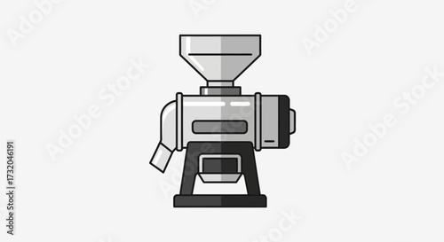 Minimalist Illustration of a Grain Mill Device for Commercial Use