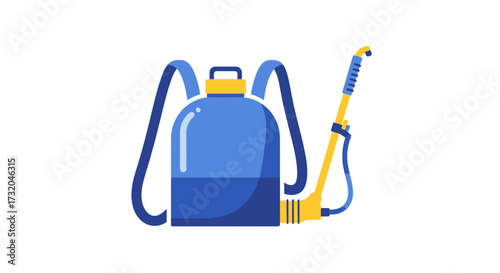 Modern vector illustration of a backpack sprayer for plant protection
