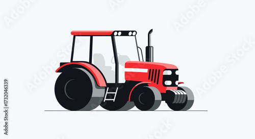 Modern Red Tractor Vector Illustration on Isolated White Background