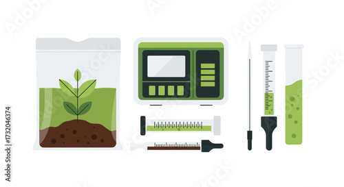Plant science lab tools and sprouting seed experimental growing environment