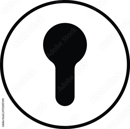Keyhole icon black color, style, security symbol, privacy element, lock hole silhouette, door access illustration bundle vector design