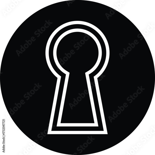 Keyhole icon black color, style, security symbol, privacy element, lock hole silhouette, door access illustration bundle vector design