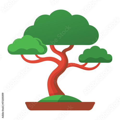 Stylized bonsai tree in a pot plant nature