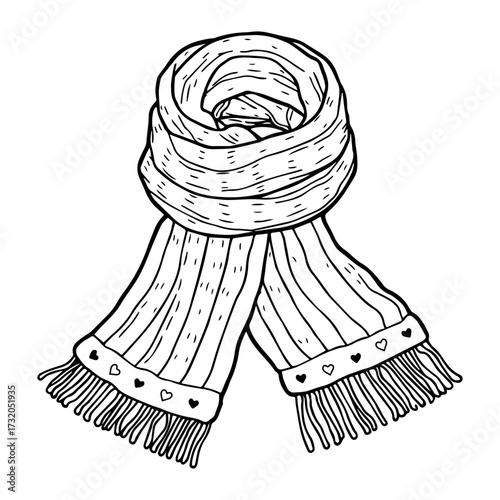 Hand drawn winter scarf on transparent background