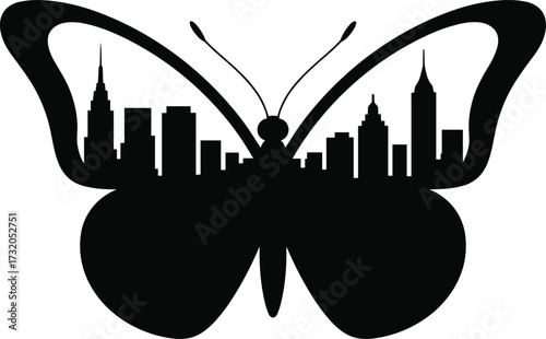 Butterfly silhouette with new york city skyline inside