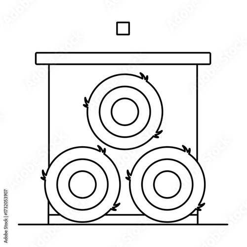 Rolled hay bale line icon for farm storage, agriculture vector illustration with editable stroke