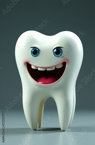 an image of a tooth on a gray background. advertising of a dental clinic. medical concept.