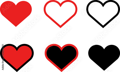 heart in red colour,heart icons,love heart, heart in black colour
