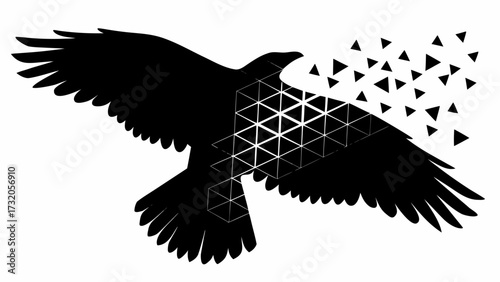 Striking geometric eagle soars with bold design, perfect for modern branding, tattoo art, or edgy graphic projects, a timeless symbol of freedom