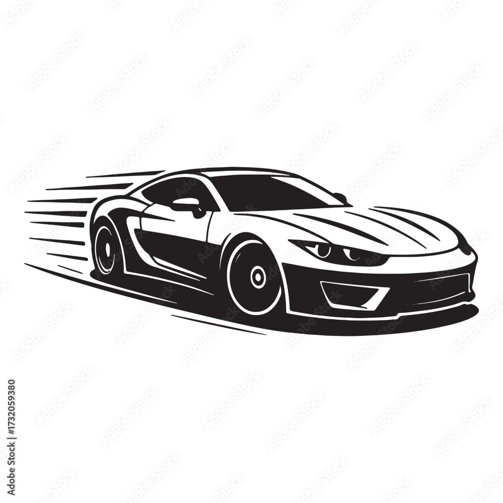 Fototapeta premium Dynamic Automotive Illustration Sleek Car Design Speed and Motion Captured in a Striking Black and White Image