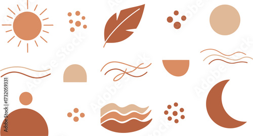 Abstract Boho Geometric Shapes and Symbols Collection for Modern Designs