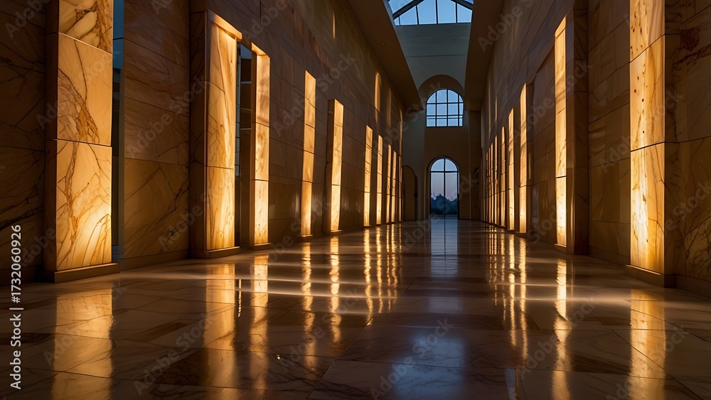 Fototapeta premium Beautiful long path lit with radiant glowing elements