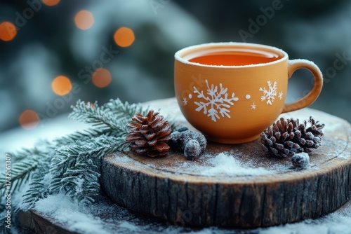 Snow-topped tea cup.