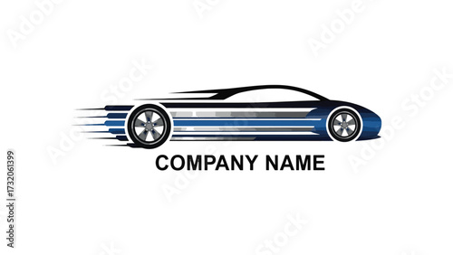 Sleek, modern sports car logo design with motion blur effect, representing speed and automotive excellence.