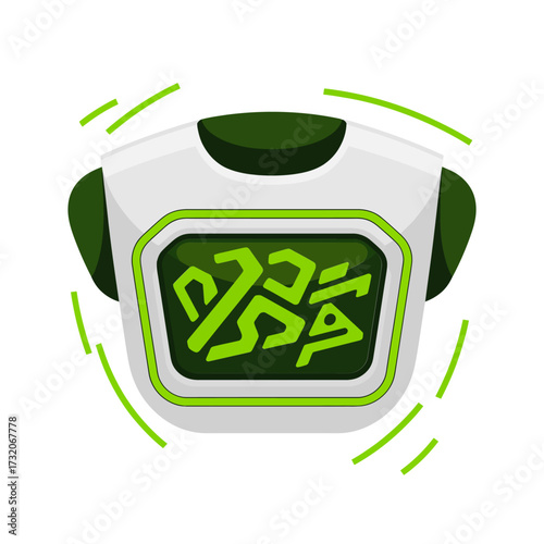 android chest display, abstract data screen, high tech armor, futuristic gadget, cyber theme badge, esports mascot, vector design