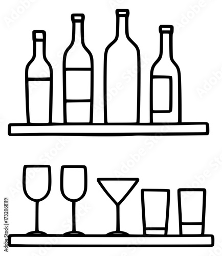 Wine glass and bottle