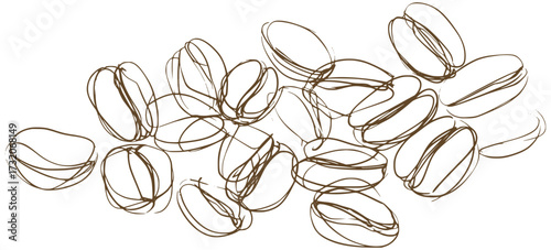 Sketch of coffee beans falling from above