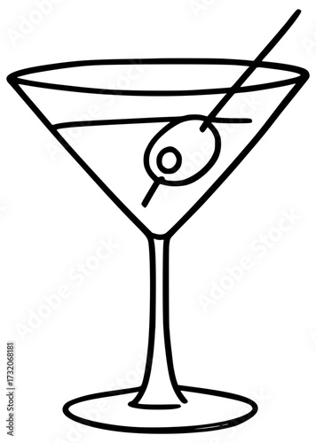 Martini glass with olive