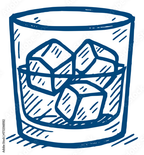 Whiskey glass ice cubes
