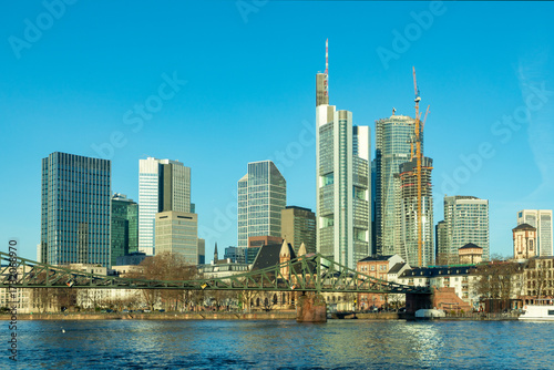 Wallpaper Mural skyline of Frankfurt am Main seen from iron footbridge crossing river Main Torontodigital.ca