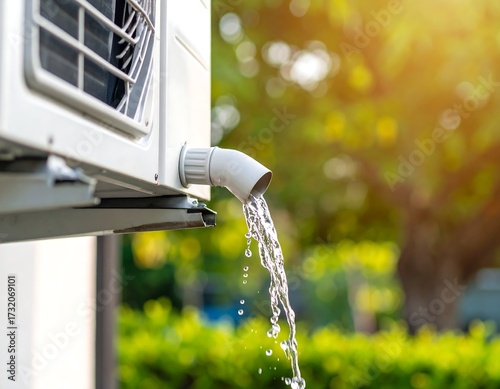 Outdoor air conditioner draining water