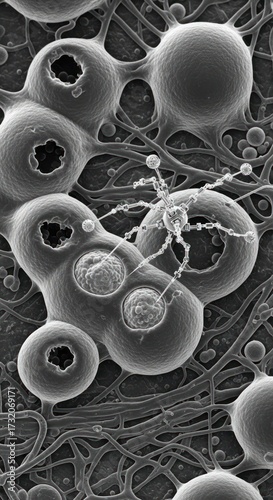 Scanning Electron Micrograph of Candida Auris Yeast Cells Under High Magnification.