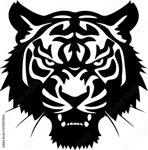 Angry Tiger Silhouette Logo