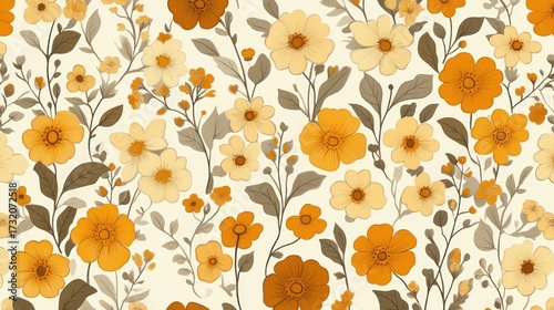 Floral pattern, retro, vintage, flowers, background. Possible use wallpaper, fabric design, textile print