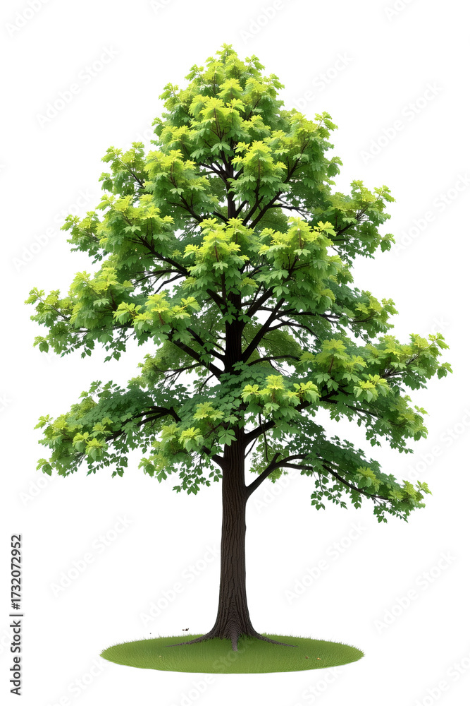 Fototapeta premium A solitary tree with vibrant green foliage standing tall and proud 