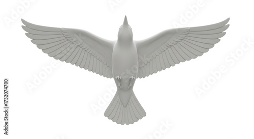 Isolated dove with outspread wings, illustration of the holy spirit, peace symbol, grace icon