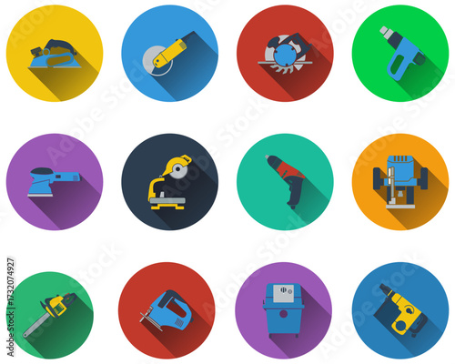 Set of electrical work tools icons