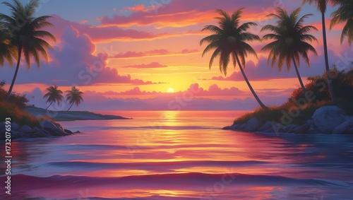 sunset over the beach