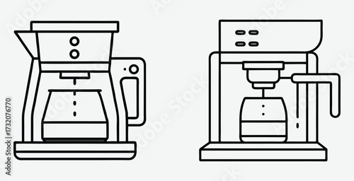 Minimalist line art illustration of a coffee maker featuring clean lines a simple carafe vector art design