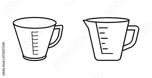Minimalist line art illustration of a measuring cup vector art design