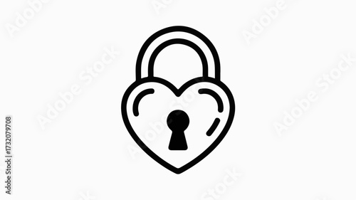 Elegant heart shaped padlock icon symbolizing love security protection and commitment for romantic themes and safety concepts