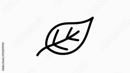 Simple, elegant black outline of a single leaf symbolizing nature, growth, and organic elements for clean designs.