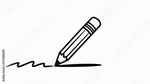 Bold black pencil creating a simple wavy line, symbolizing creativity, ideas, and the start of a journey in a clean, minimalist style.
