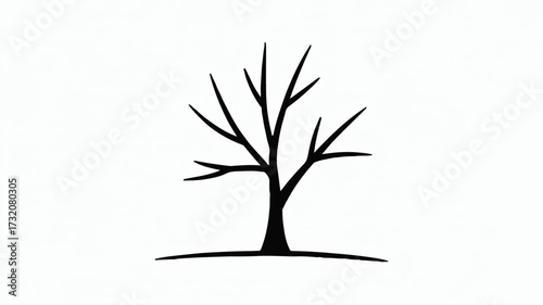 Striking minimalist bare tree silhouette captures essence of nature's winter dormancy and enduring strength
