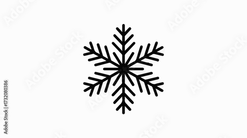 Elegant black snowflake icon symbolizing winter's beauty and the crisp chill of a frosty season