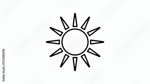 Radiant sunburst icon symbolizing warmth, light, and energy for positive, bright, and optimistic designs.