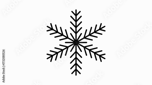 Elegant black snowflake icon symbolizing winter, cold, and frosty weather for decorative or informational purposes